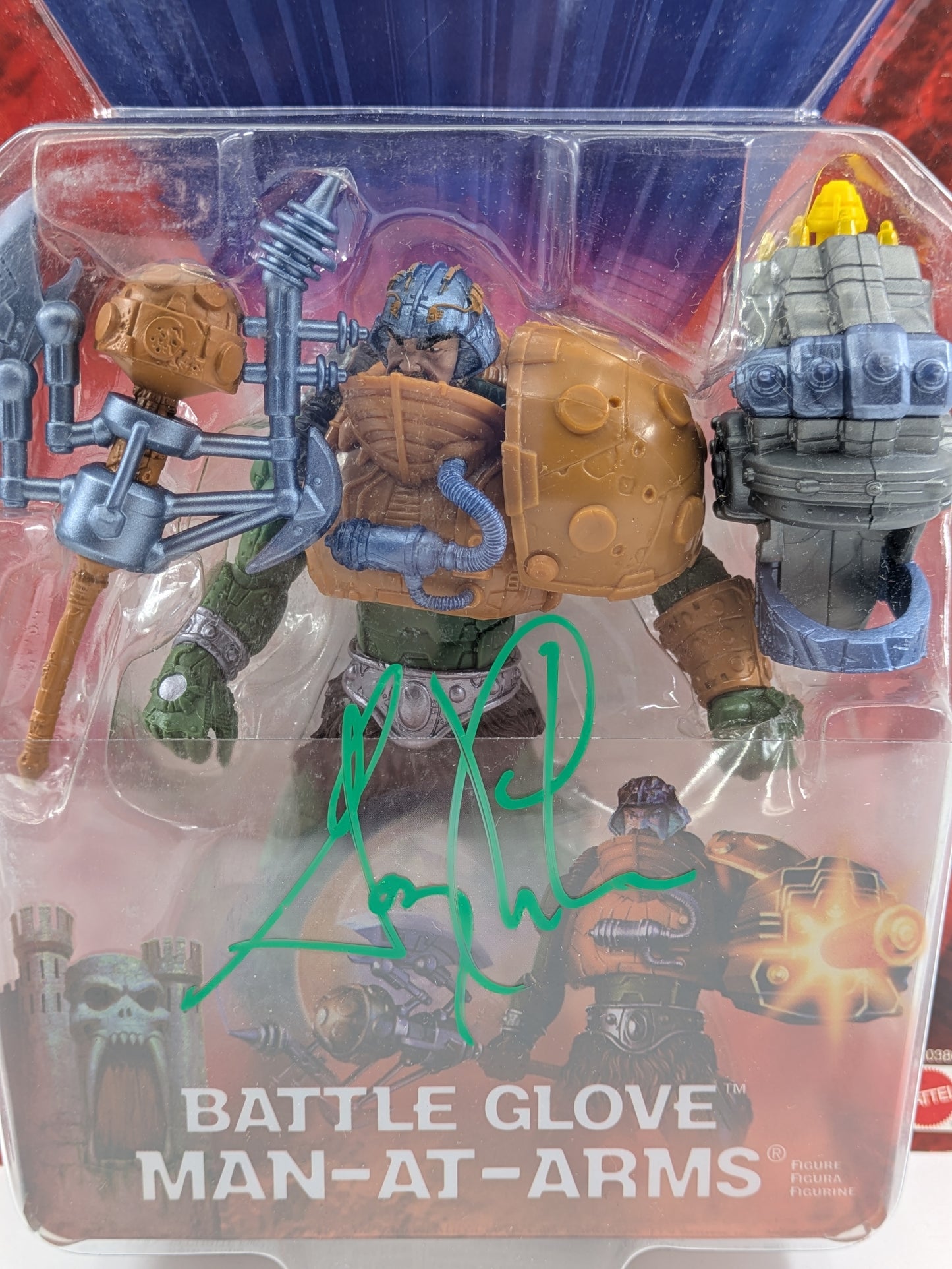 Battle Glove Man-At-Arms- 6 Inch - Signed by Garry Chalk in Green ink