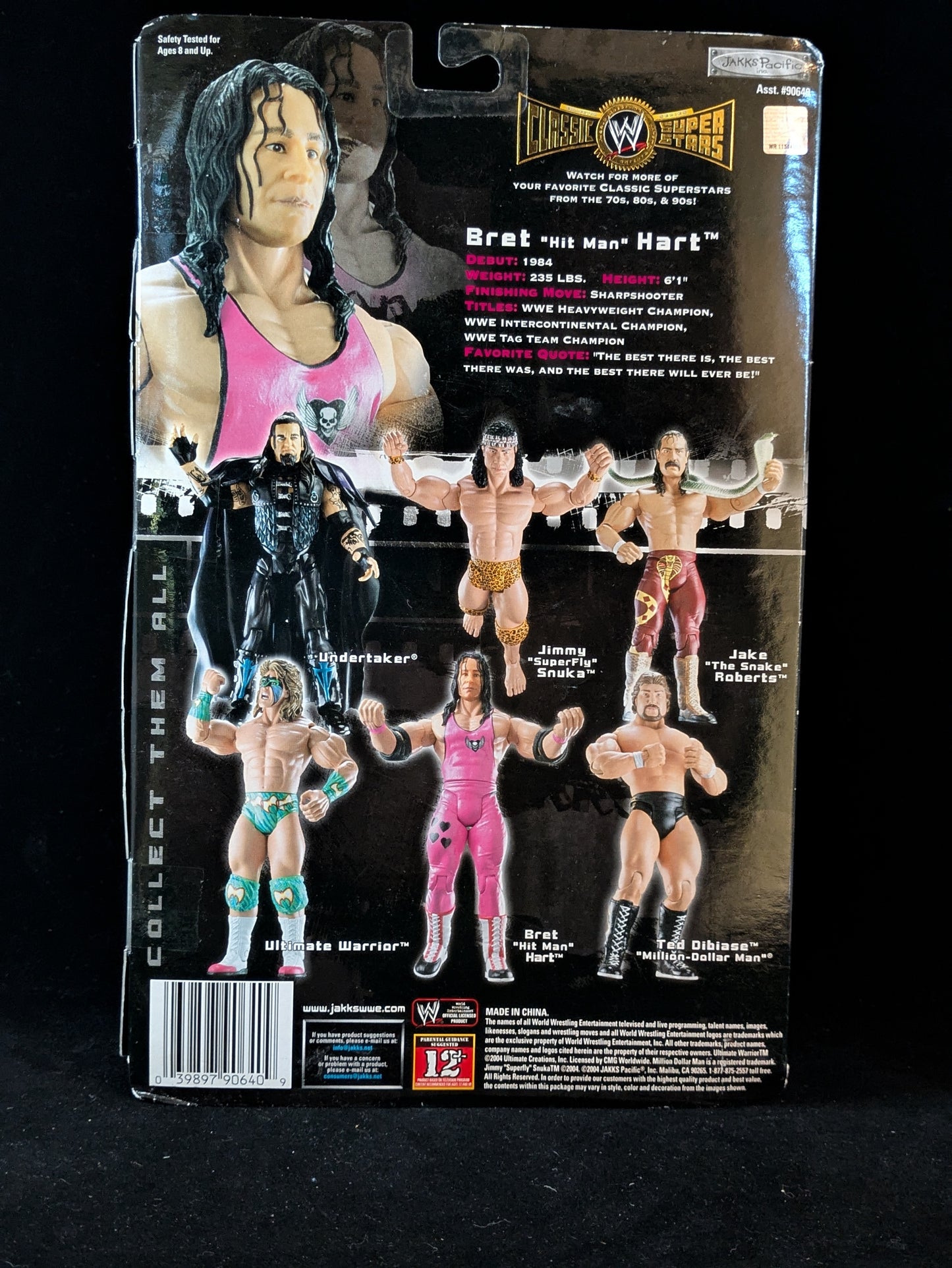 Bret "Hit Man" Hart - All Pink- Classic Super Stars - Autographed
