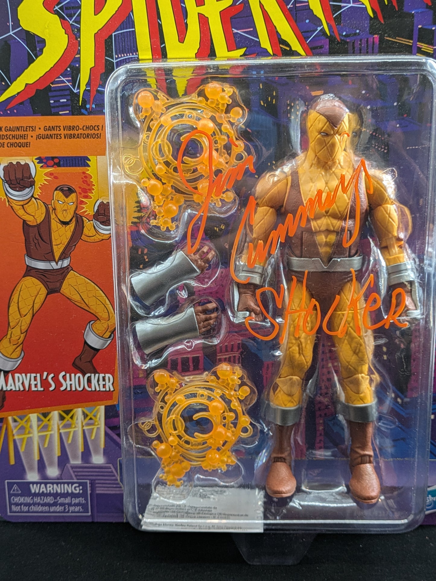 Marvel's Shocker from Spider-Man - Signed by Jim Cummings - Orange ink