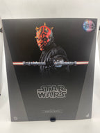 Star Wars action figure packaging with Darth Maul on a black background