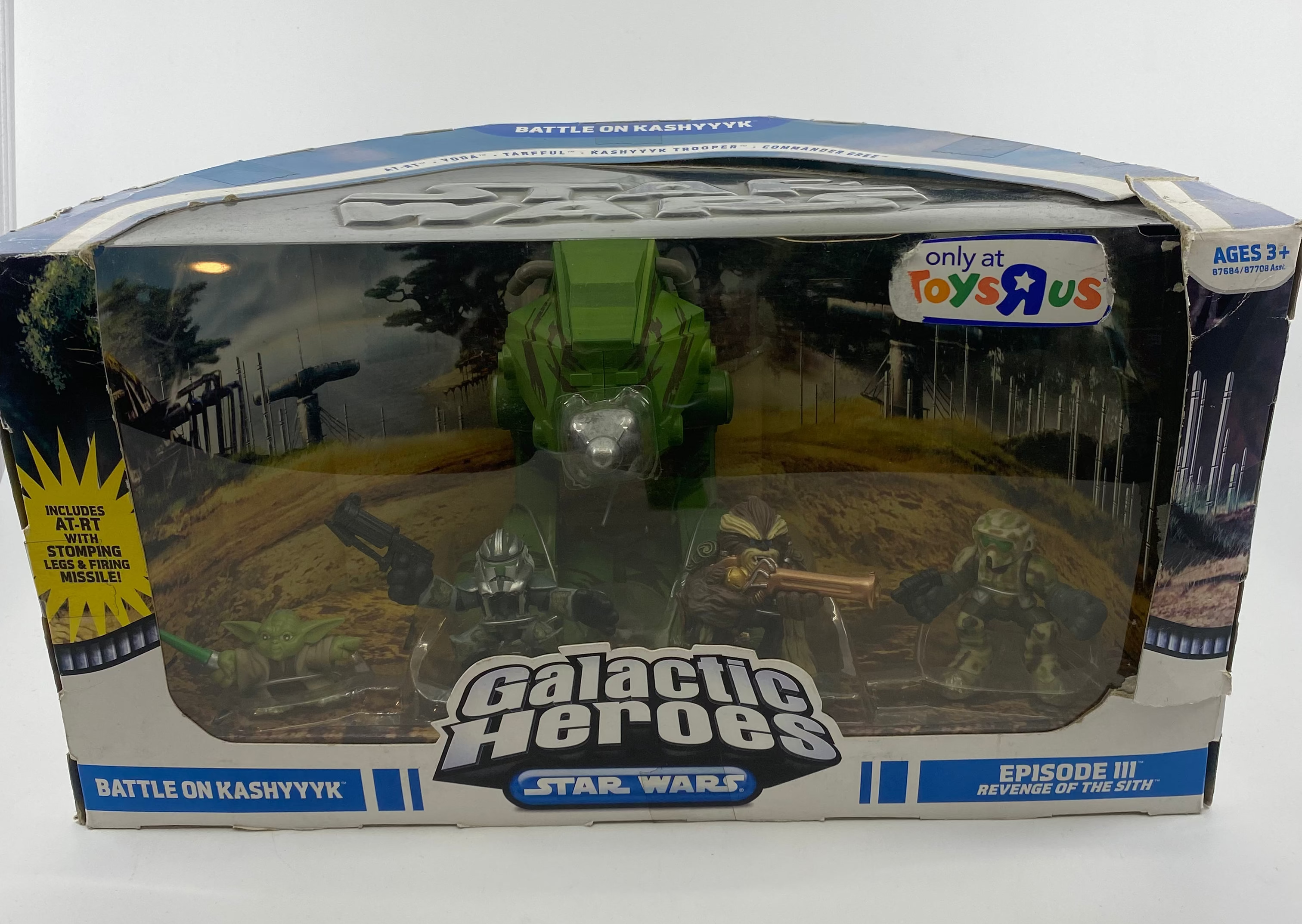 Toy figure in packaging with 'Galactic Heroes' branding on a white background
