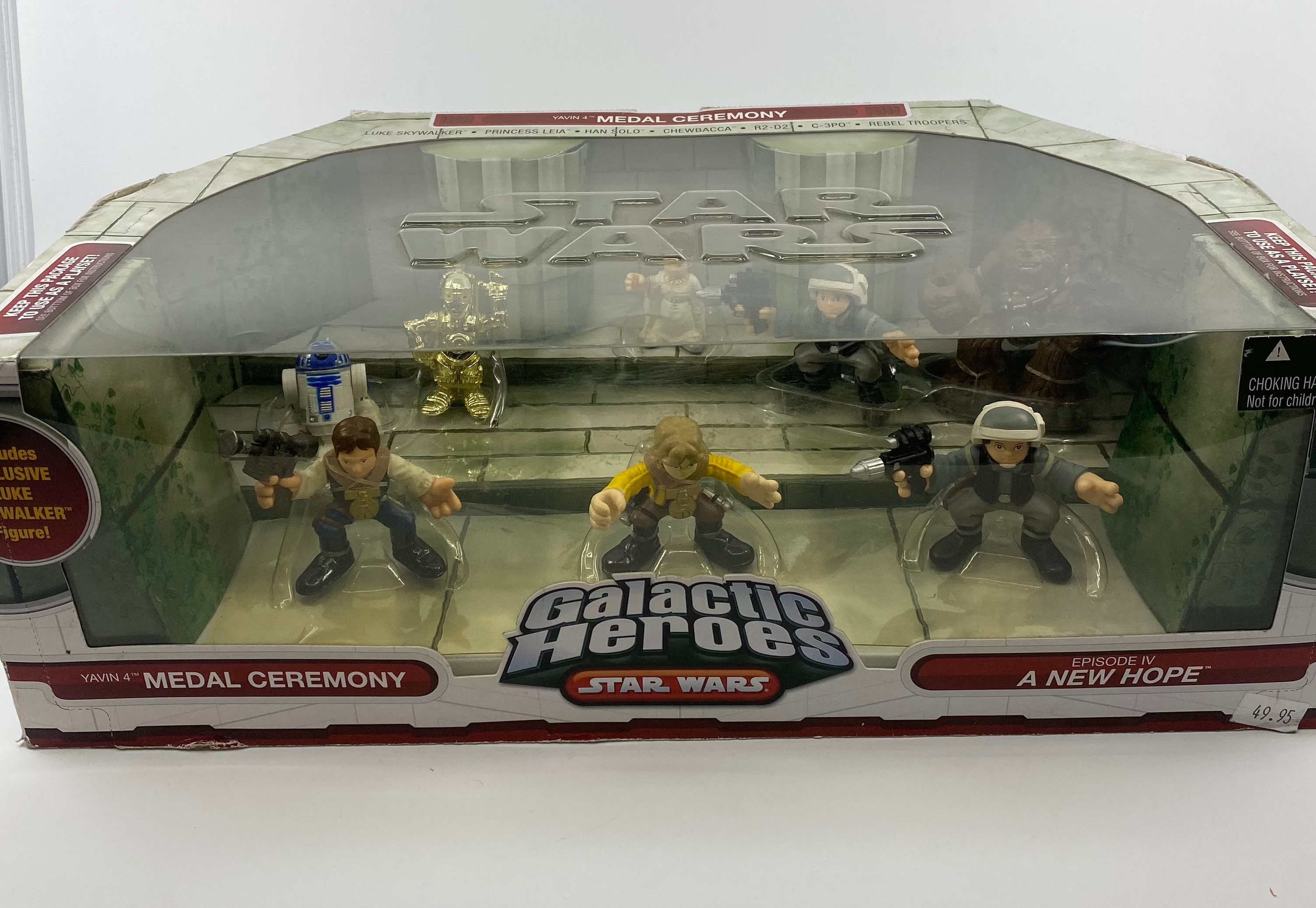 Boxed set of 'Galactic Heroes' Star Wars figures on a white background