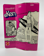 Vintage packaging of a Barbie doll with 'Hawaiian Ken' on a white background
