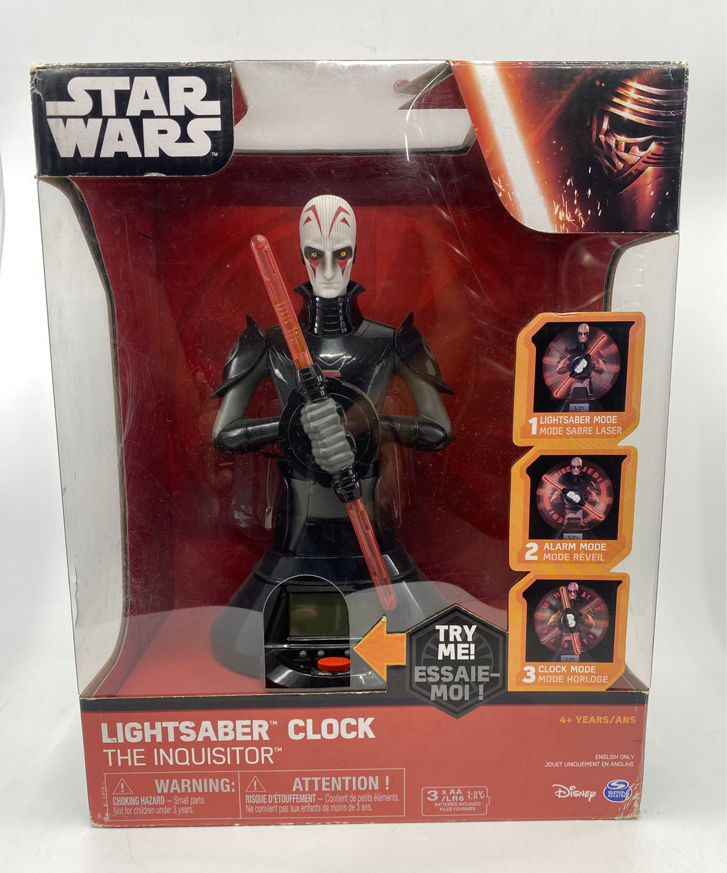 Star Wars Lightsaber Clock The Inquisitor packaging on a white background