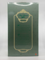 Green box with gold text and Barbie logo on a white background