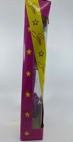 Purple and yellow box with a star design on a white background