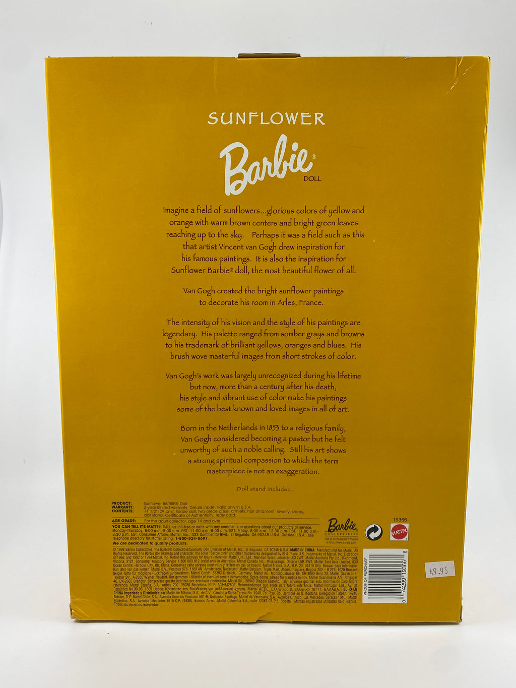 Sunflower Barbie - Limited Edition Vincent Van Gogh Collection