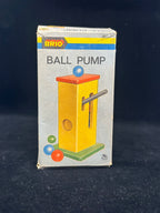 Box of a Brio ball pump on a dark background