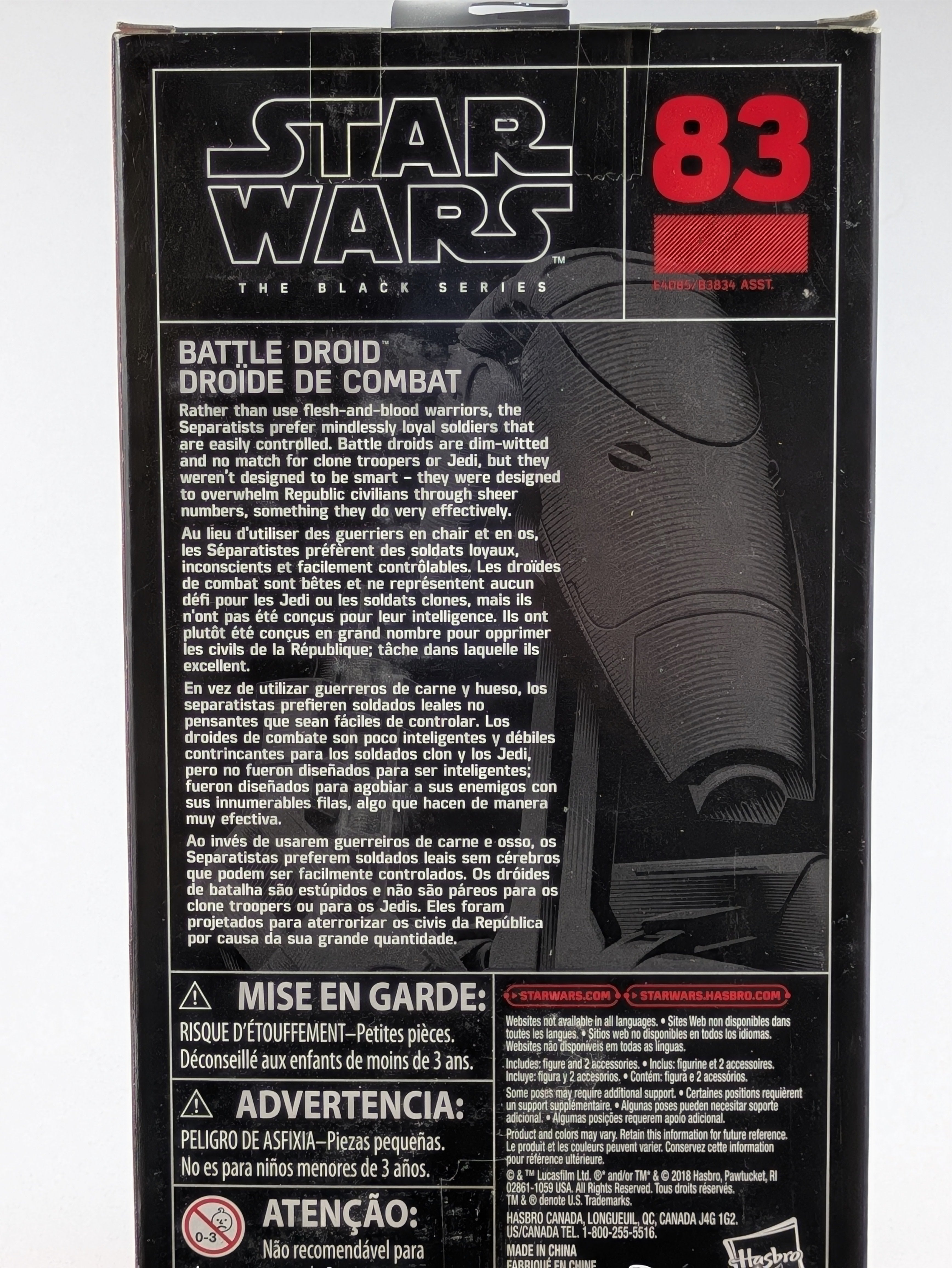 Battle Droid - The Black Series #83 -Signed by Matthew Wood in Red ink
