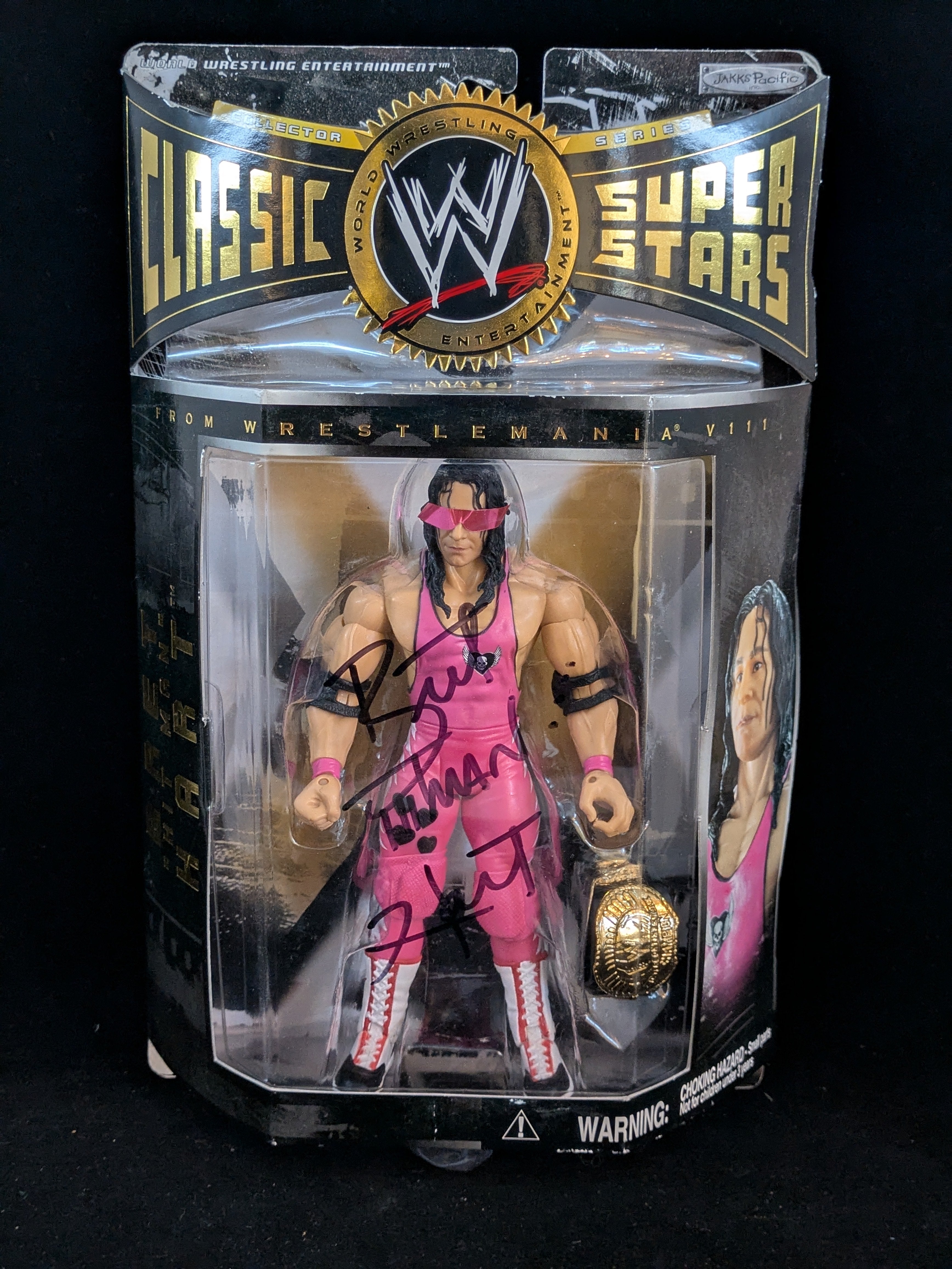 Bret "Hit Man" Hart - All Pink- Classic Super Stars - Autographed