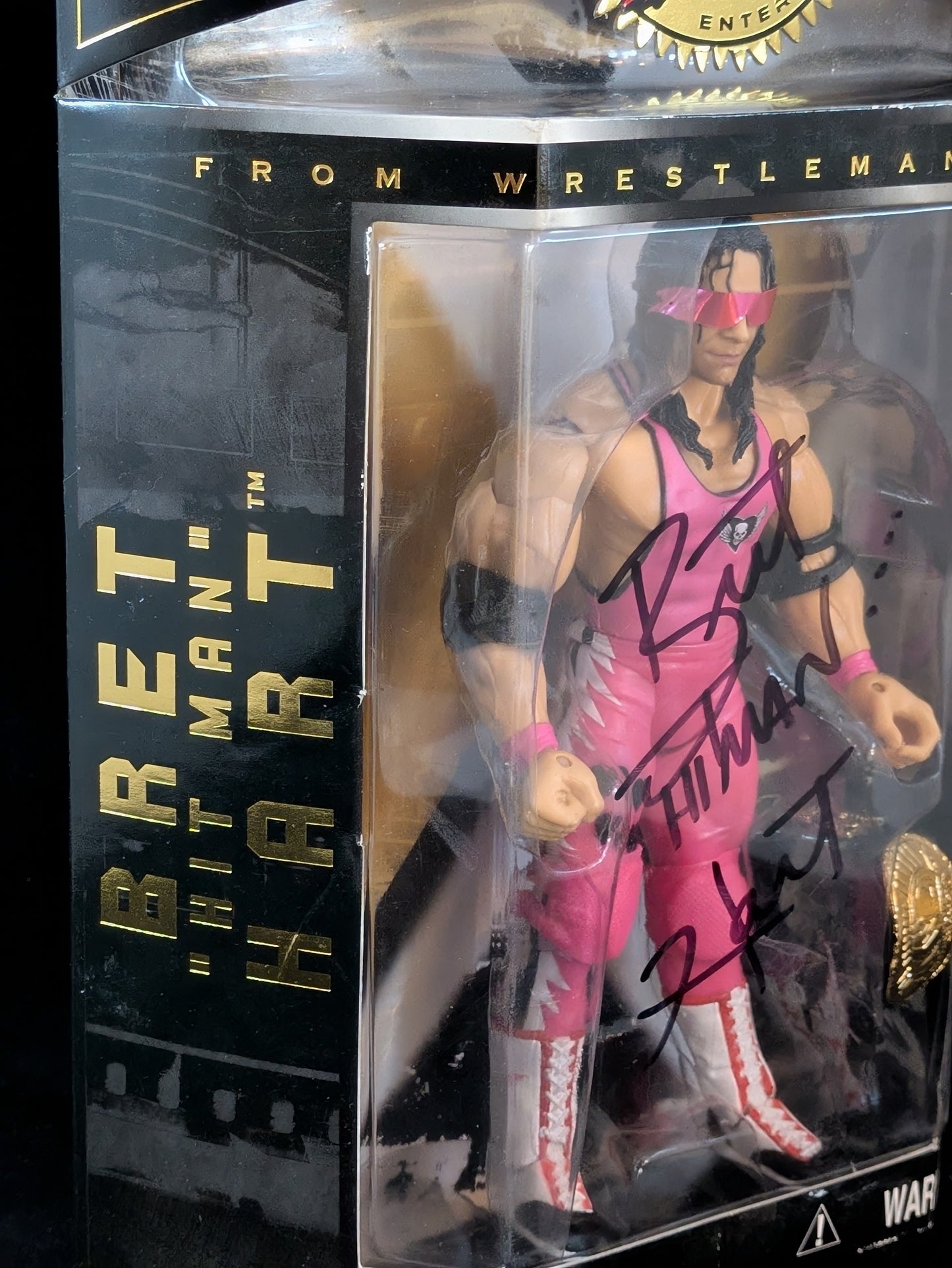 Bret "Hit Man" Hart - All Pink- Classic Super Stars - Autographed