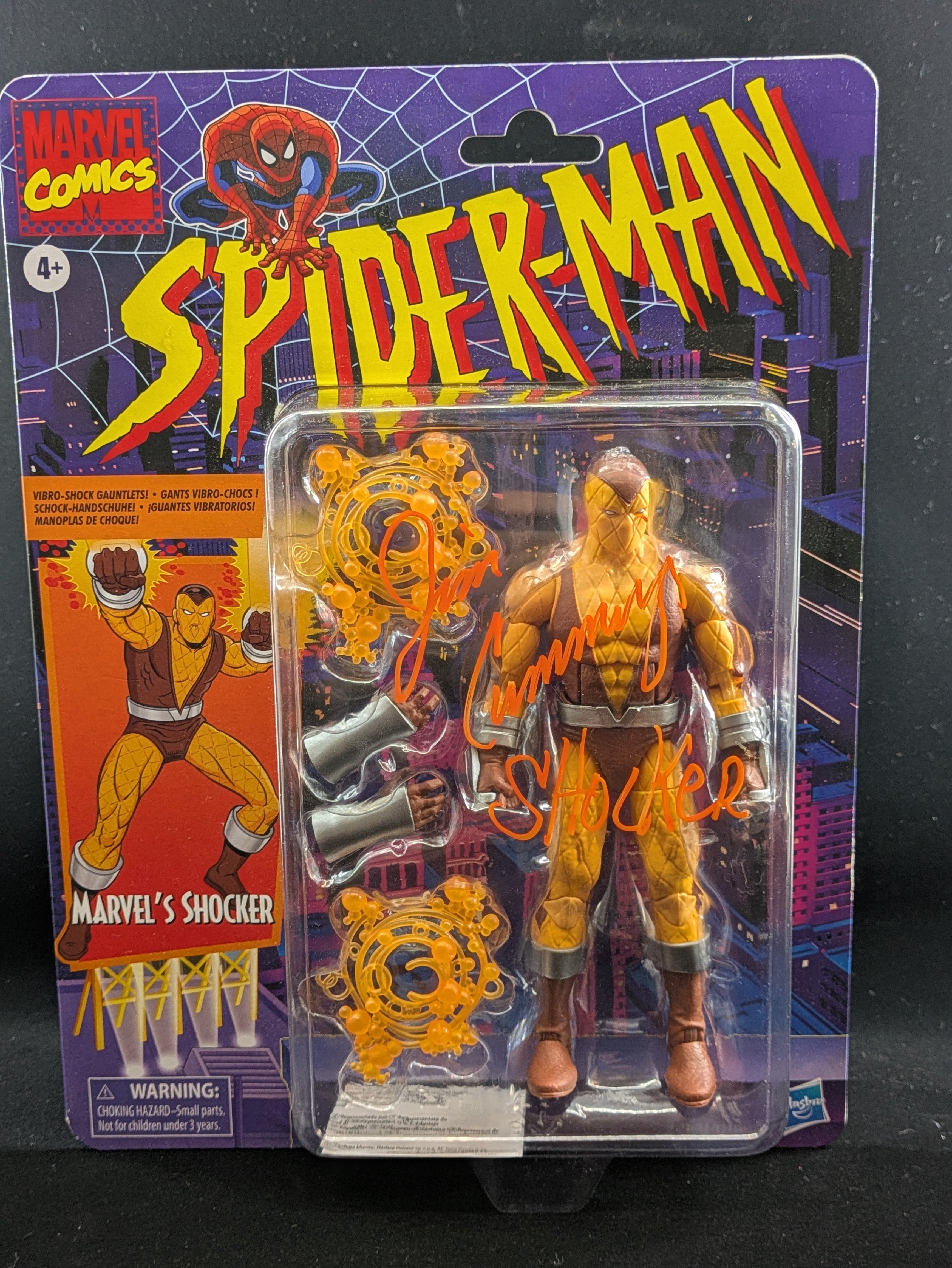 Marvel's Shocker from Spider-Man - Signed by Jim Cummings - Orange ink