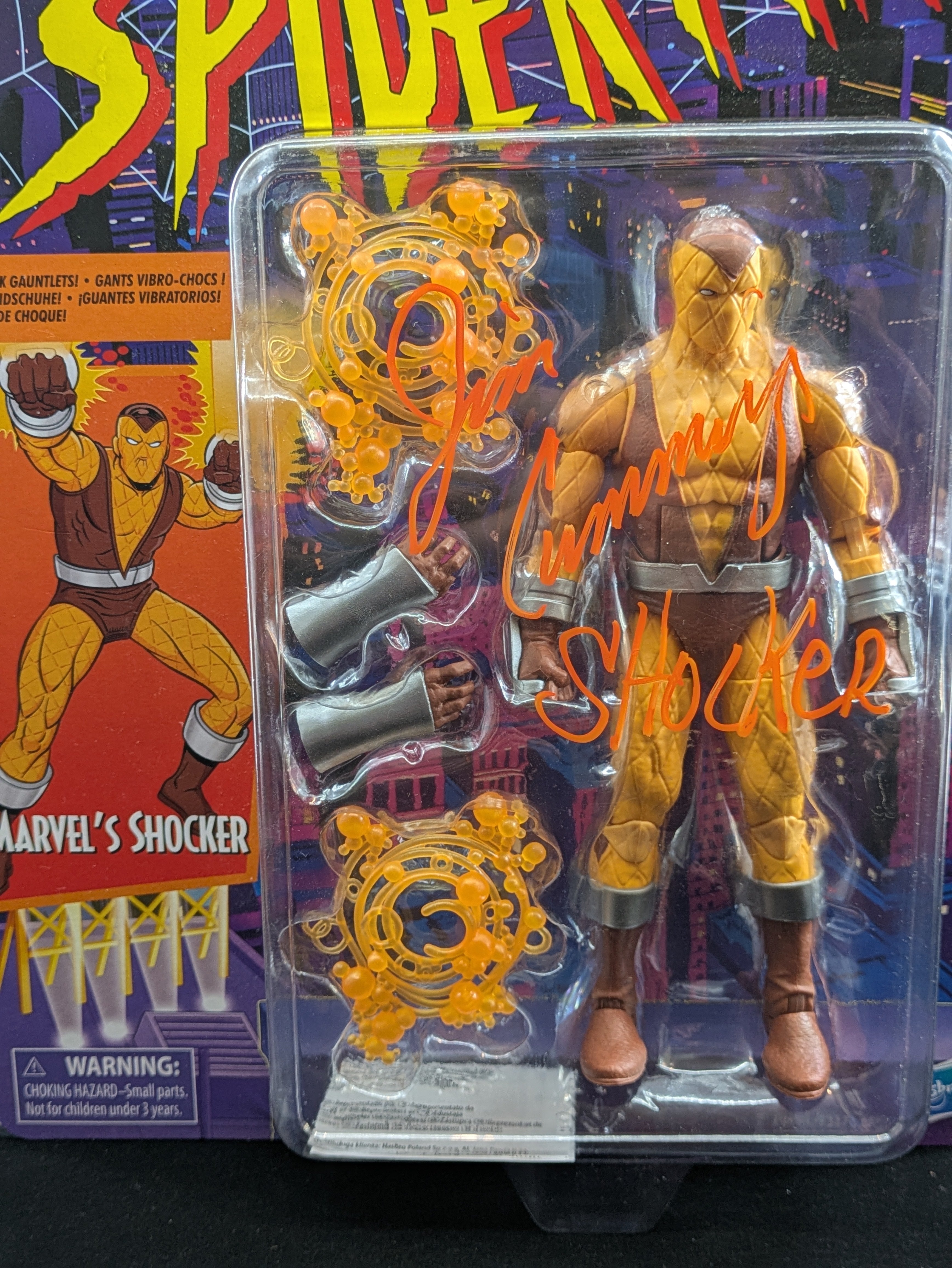 Marvel's Shocker from Spider-Man - Signed by Jim Cummings - Orange ink