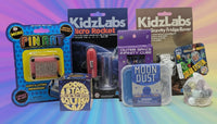 Collection of science kits and toys. Kidzlabs, pin art, house of marbles